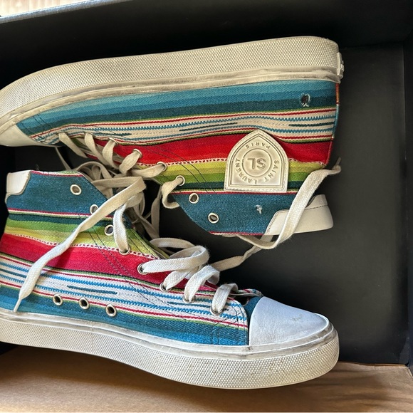 Saint Laurent Mens 'Mexican Jacquard' Bedford High Top Sneakers Size 41 - Picture 4 of 16